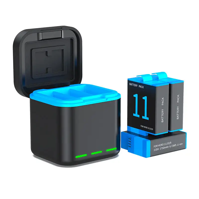 1750mAh fully decoded lithium-ion replacement battery for GoPro Hero 9 Hero 10 and Hero 11 action cameras.