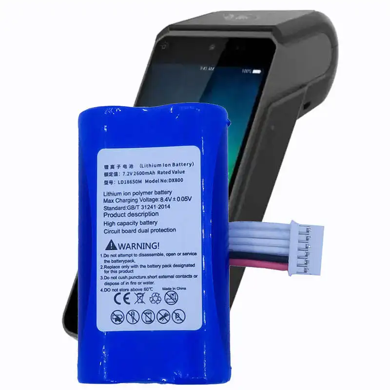 High-capacity 7.2V 2600mAh LD18650M replacement lithium battery for Ingenico AXIUM DX8000 and DX4000 POS terminals