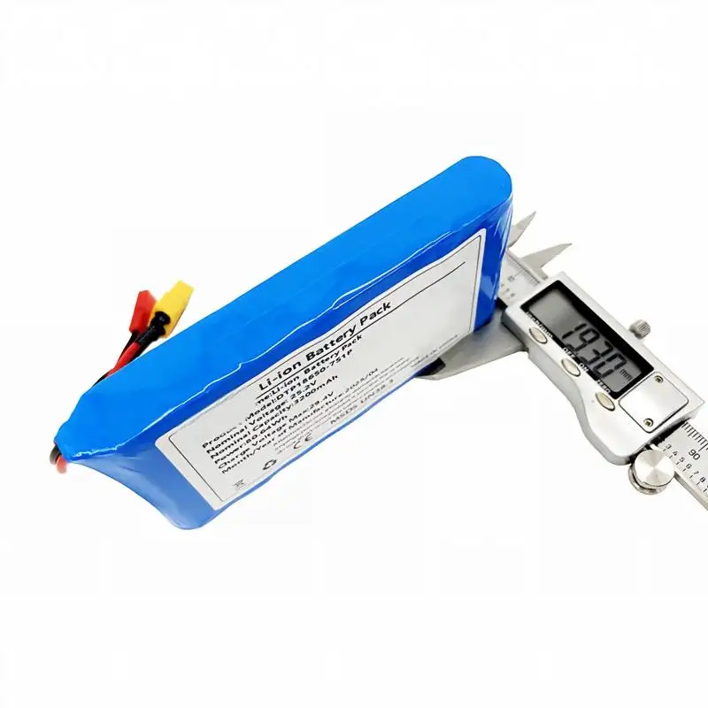 Blue Li-ion battery pack connected to mobile robot