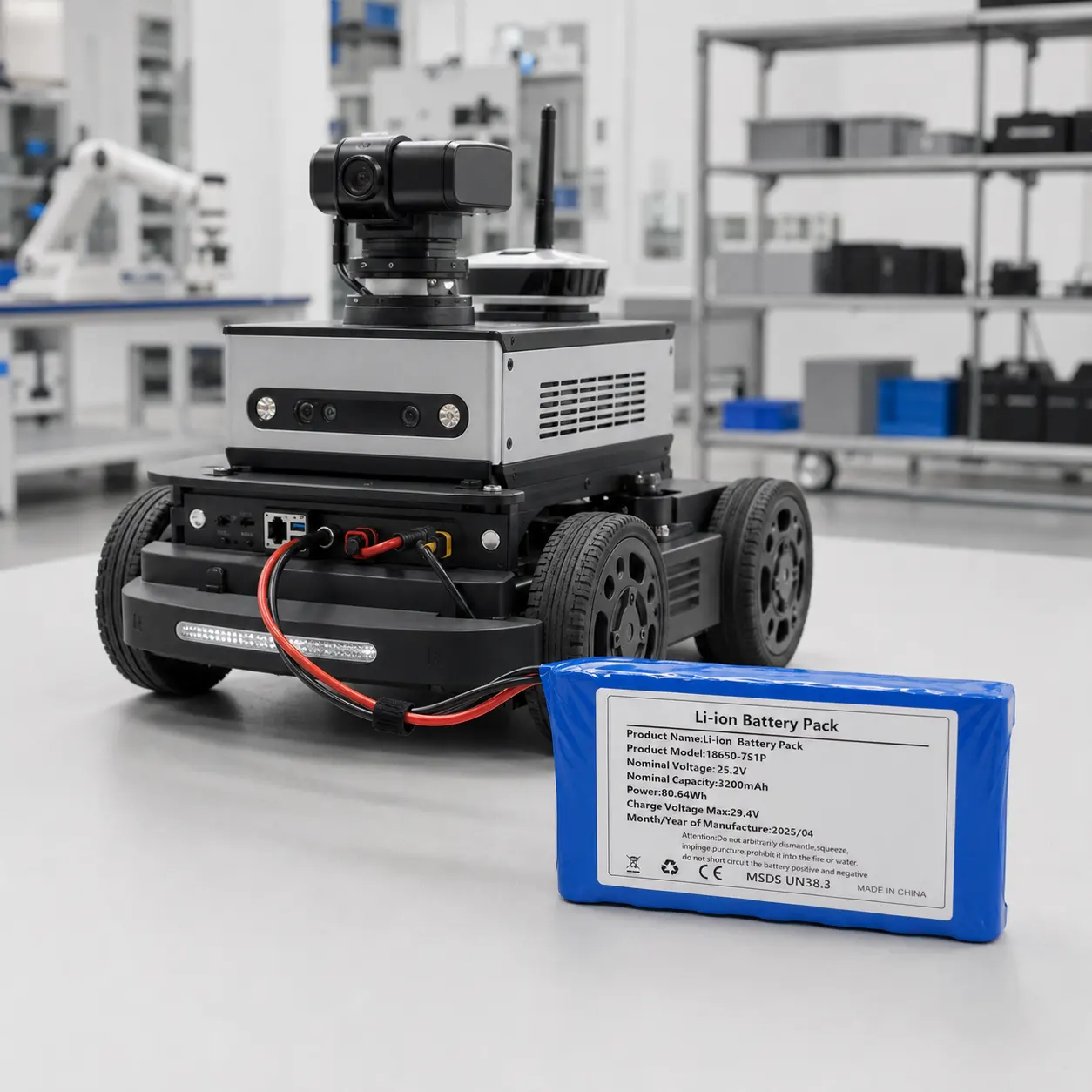 Rechargeable battery pack for service and inspection robots