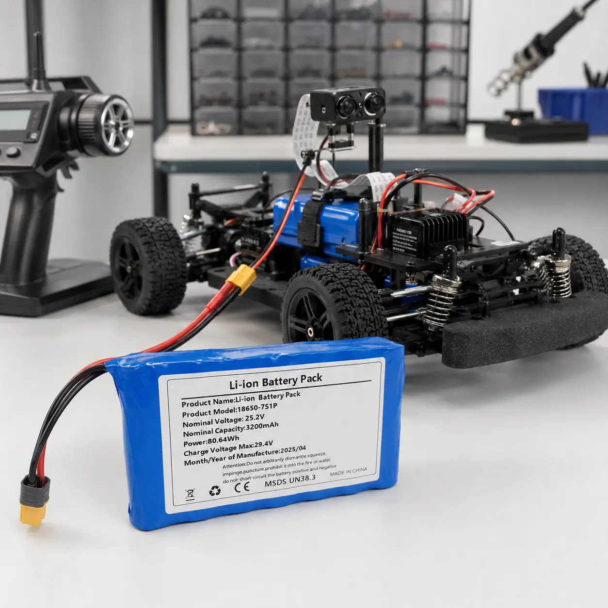 Robot lithium battery pack with BMS protection and wires