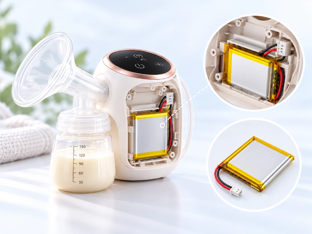 Wearable breast pump battery compartment and custom battery integration
